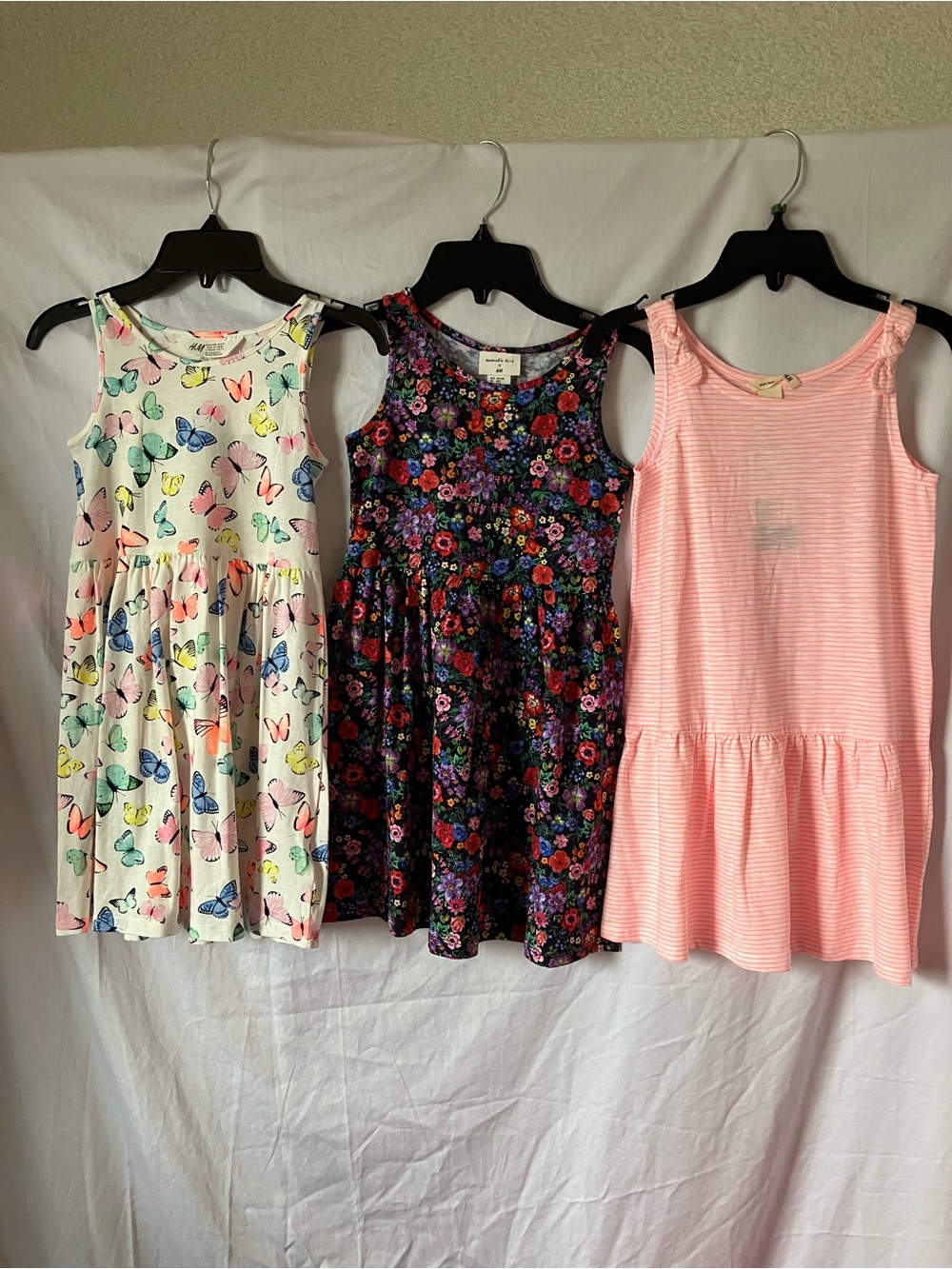 Girls Sleeveless Dress Bundle of 3 | Butterfly, Floral & Pink Stripe size 6-8